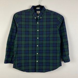 J Crew Shirt Adult Large Blue Green Button Up Slim Untucked Organic Casual Mens